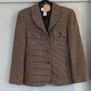 Vintage Petite Sophisticate Wool Blend Houndstooth Blazer